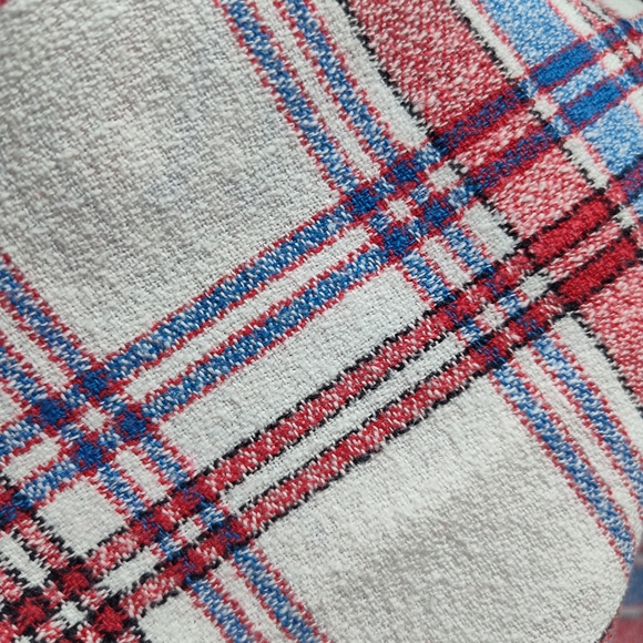 Vintage 1950s French Plaid Napkins Set 6 JV Monogram Red White Blue - Picture 3 of 5